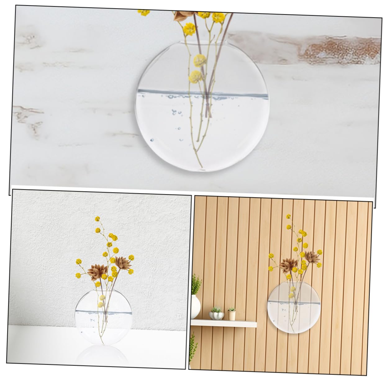 Healifty 2pcs Glass Wall Decor Wall Hanging Plant Vase Hydroponic Plant Terrarium Easy Care Container for Home