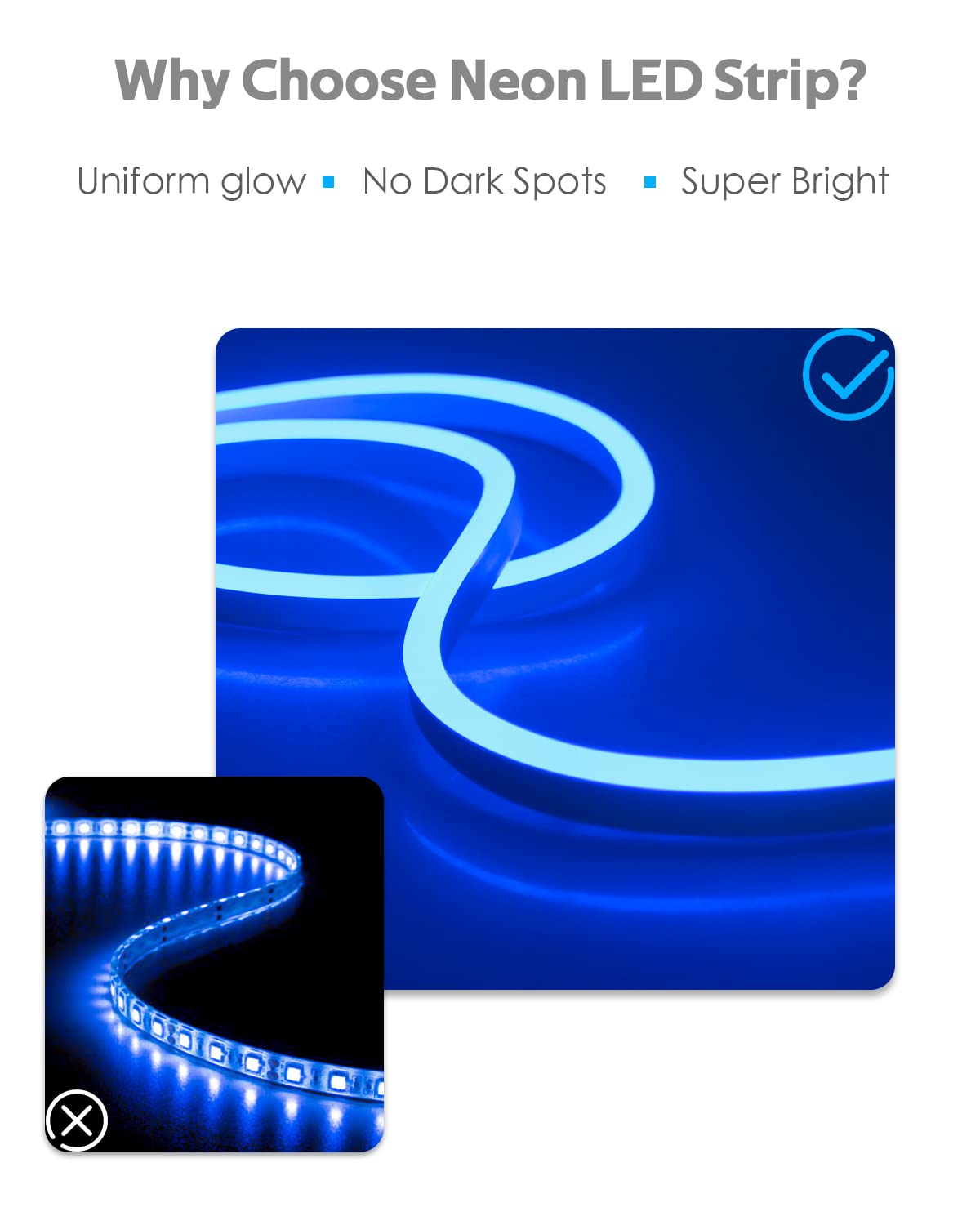 Samsion LED Rope Lights Outdoor 45M Waterproof Flexible Blue Silicone with Dimmable Controller