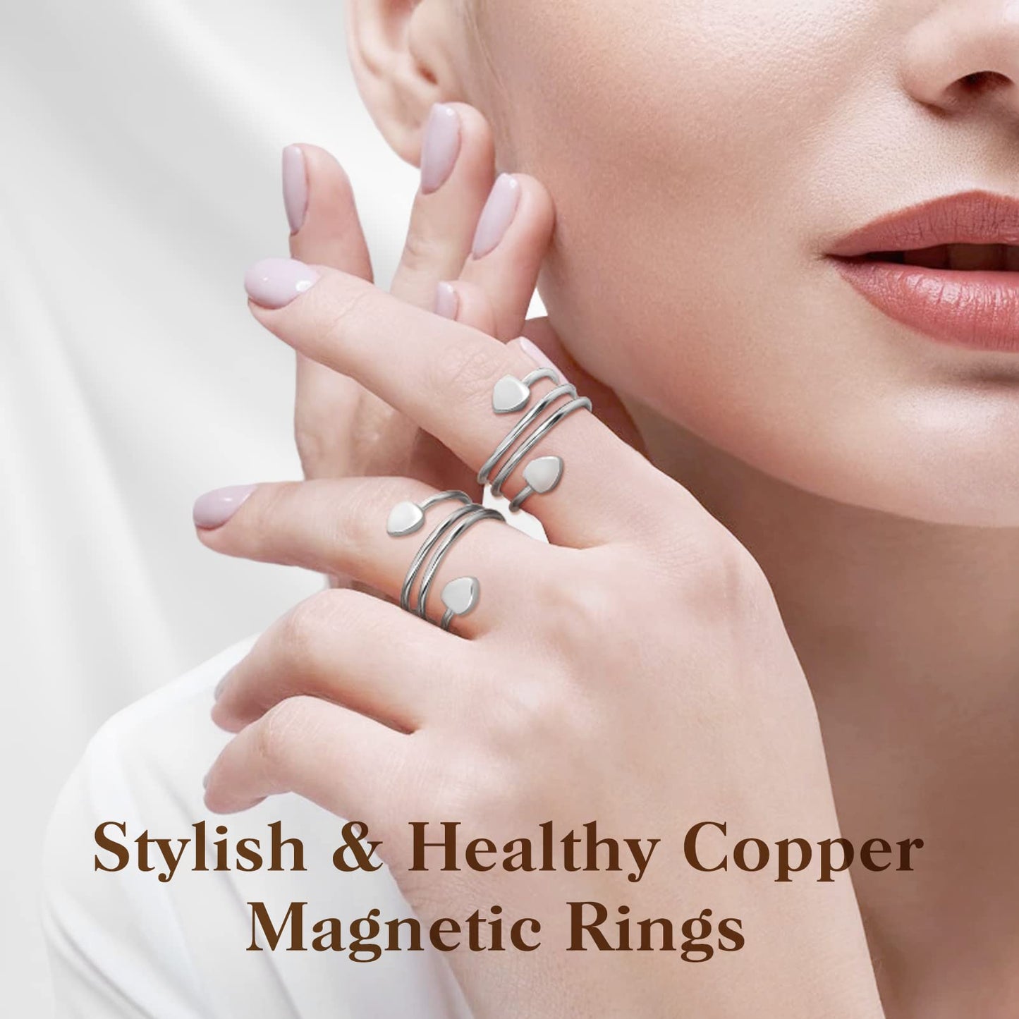 Mahnco Lymphatic Drainage Ring for Women, Magnetic Ring Adjustable Copper Ring, 100% Pure Copper Jewelry Gift