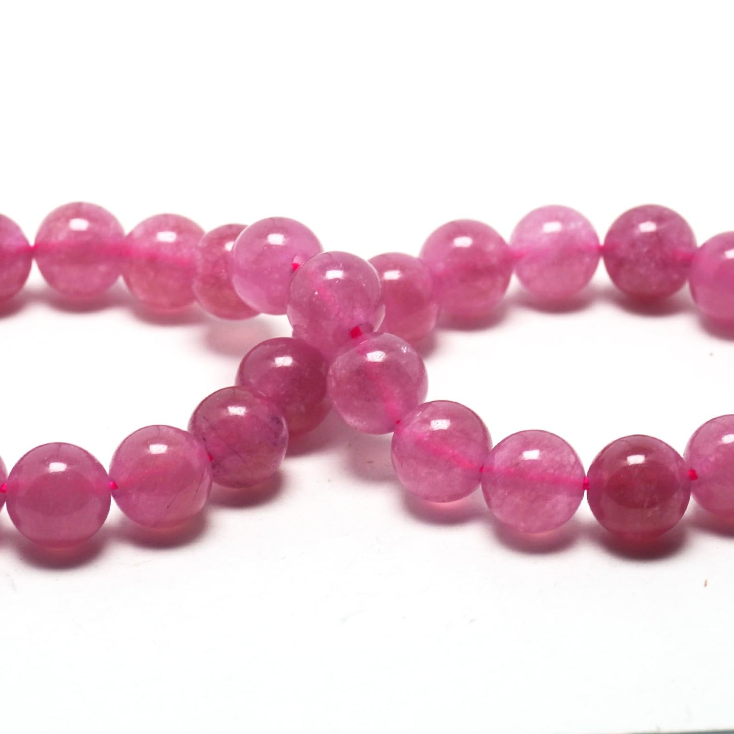 DIQIO Jade Stone Beads for Jewelry Making - 6mm Gemstone Round Loose Beads for Bracelets(58-60pcs, Strawberry Quartz Jade)