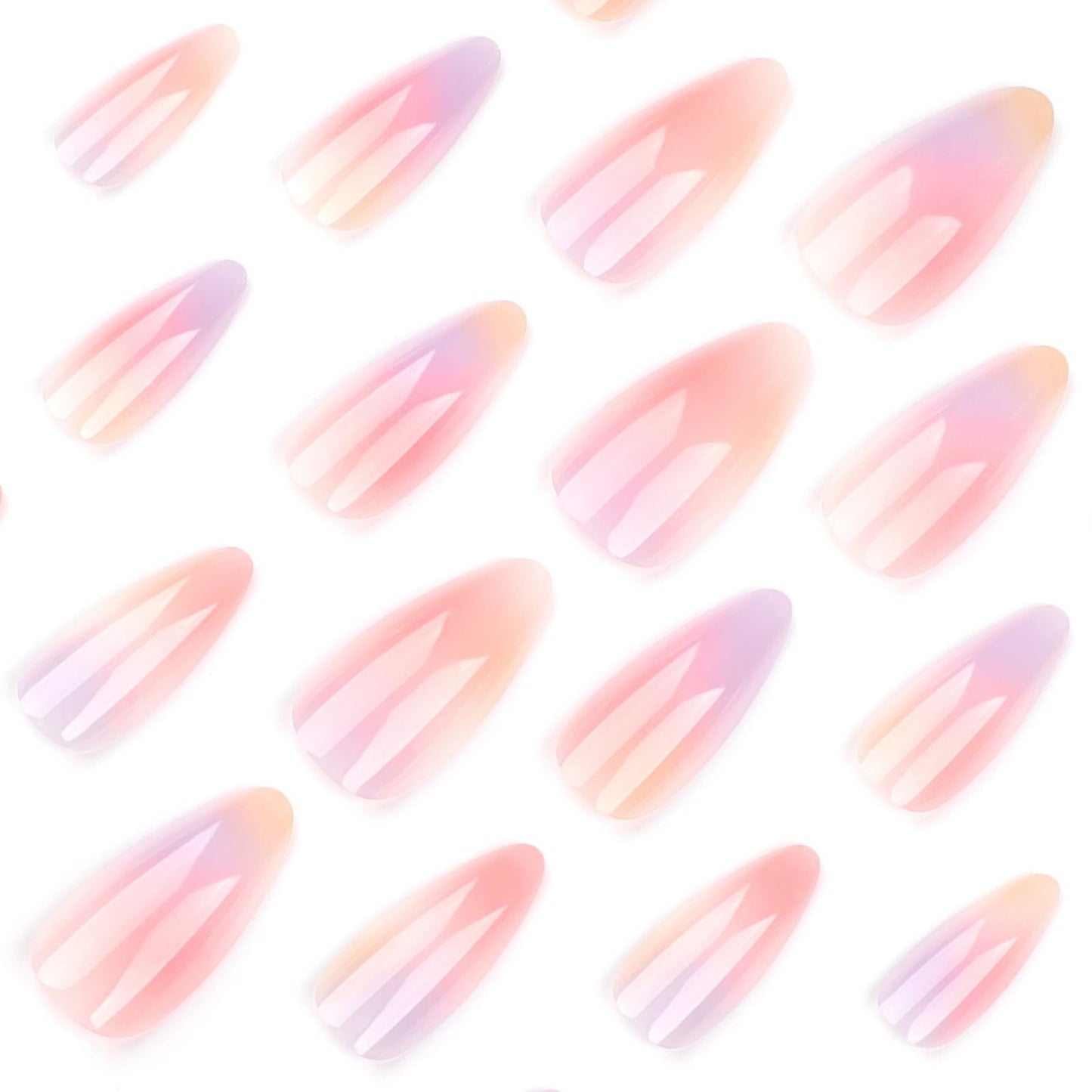 Gentle Claws Haute Press On Nails | Aurora | Gradient Orange and Purple Multicolor Tie Dye Press On Nails with Gloss Finish