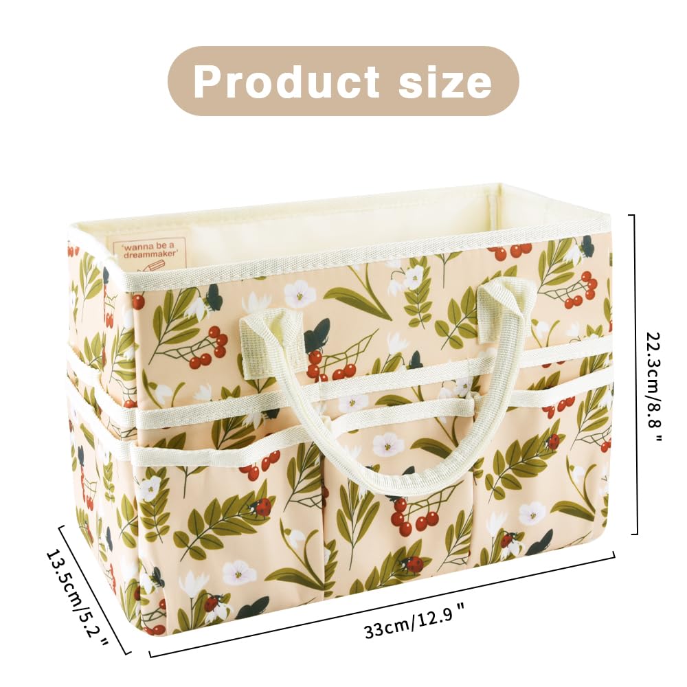 E-WEICHEN Craft Organizer Tote Bag Art Storage Caddy with Multiple Pockets Containers for Art,Craft,and Office Supplies Storage.Red Fruit