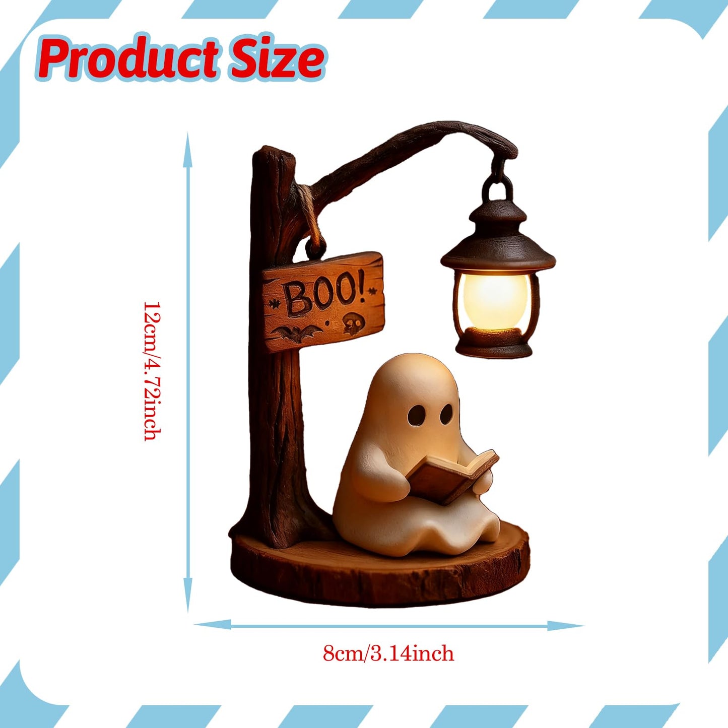 BRKYKGK Halloween Figurine Lamps, Cute Ghost Lamp Statue Night Light with Ghost Reading Book Designs, Indoor Party Decor Halloween Lamp for Home Table Room Kitchen Office Indoor Decorations