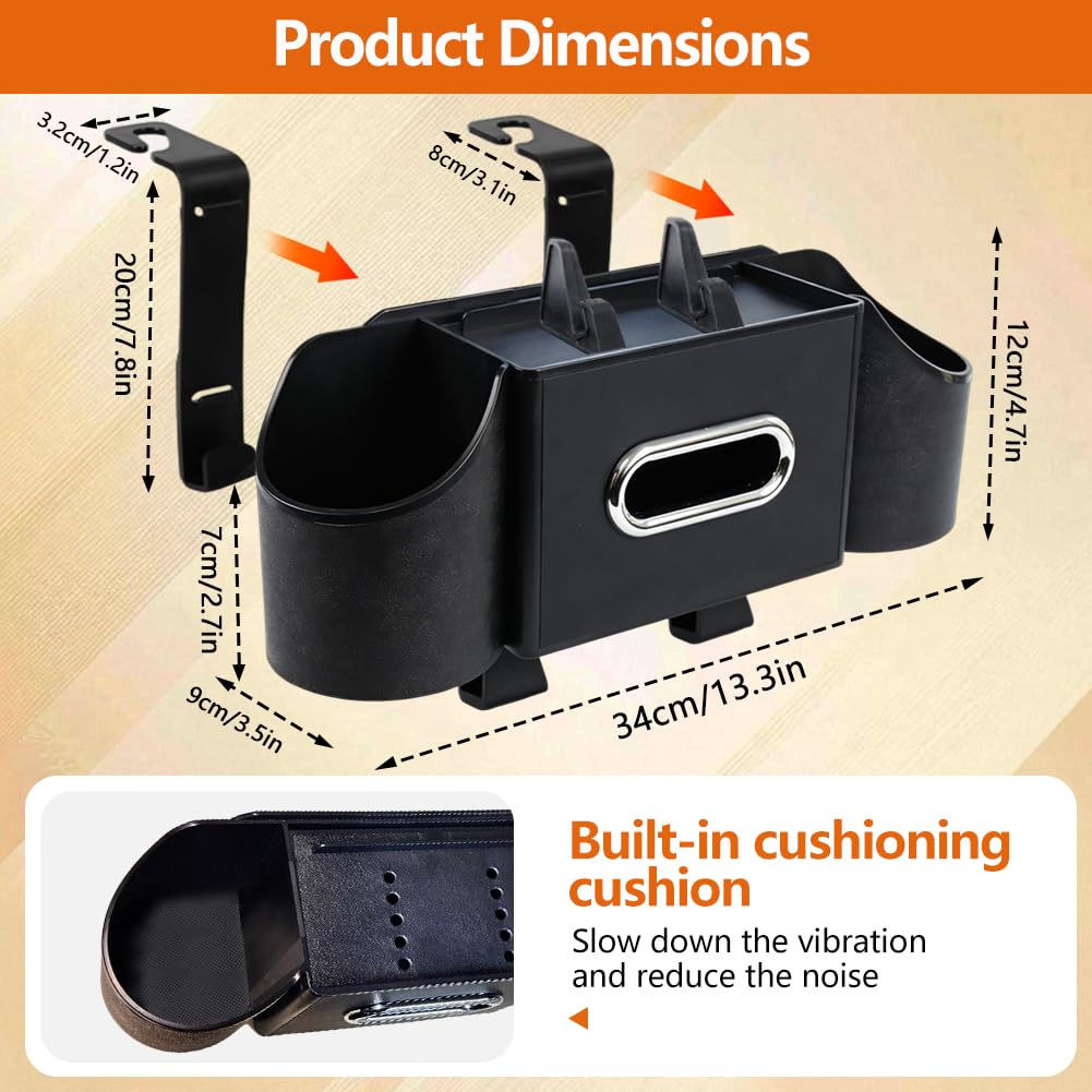 SEILETOO Back Seat Car Organizer with Car Seat Storage Hanging Bag, 4 in 1 Multifunctional Car Seat Back Storage Box, Car Organizer Back Seat with Tray, Hold Phone,Snacks, Drinks, Handbag