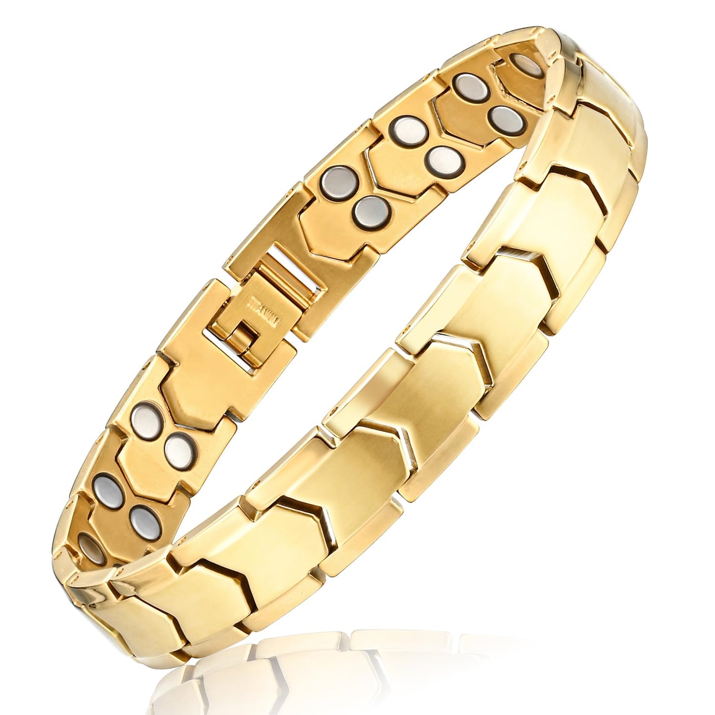 Apocalyptic-K Men's Titanium Magnetic Bracelets，Ultra Strength Magnetic Bracelets，Pure Titanium (Lightness),Gold,Eliminate Static Electricity (Gold)