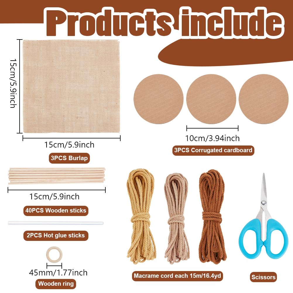 FREEBLOSS Macrame Basket Kit DIY Macrame Kit for Beginners Video Tutorials Basket Weaving Craft Adults Macrame Craft Kit for Gift
