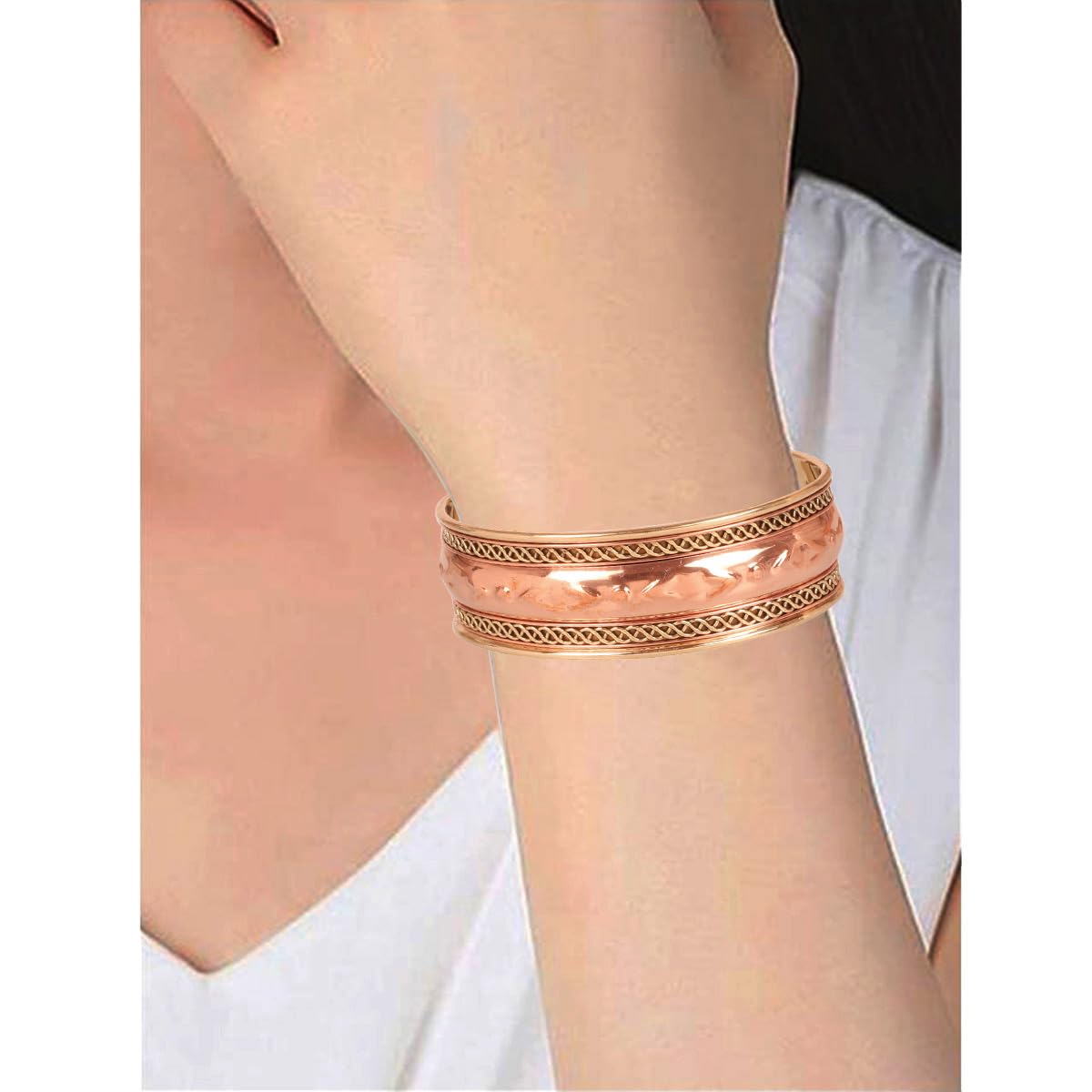 Touchstone copper bracelets | gift for men women |adjustable 100% pure solid real magnetic jewelry | handmade bracelet set combo | rope braided tibetan bangles. Set of 3 different designs