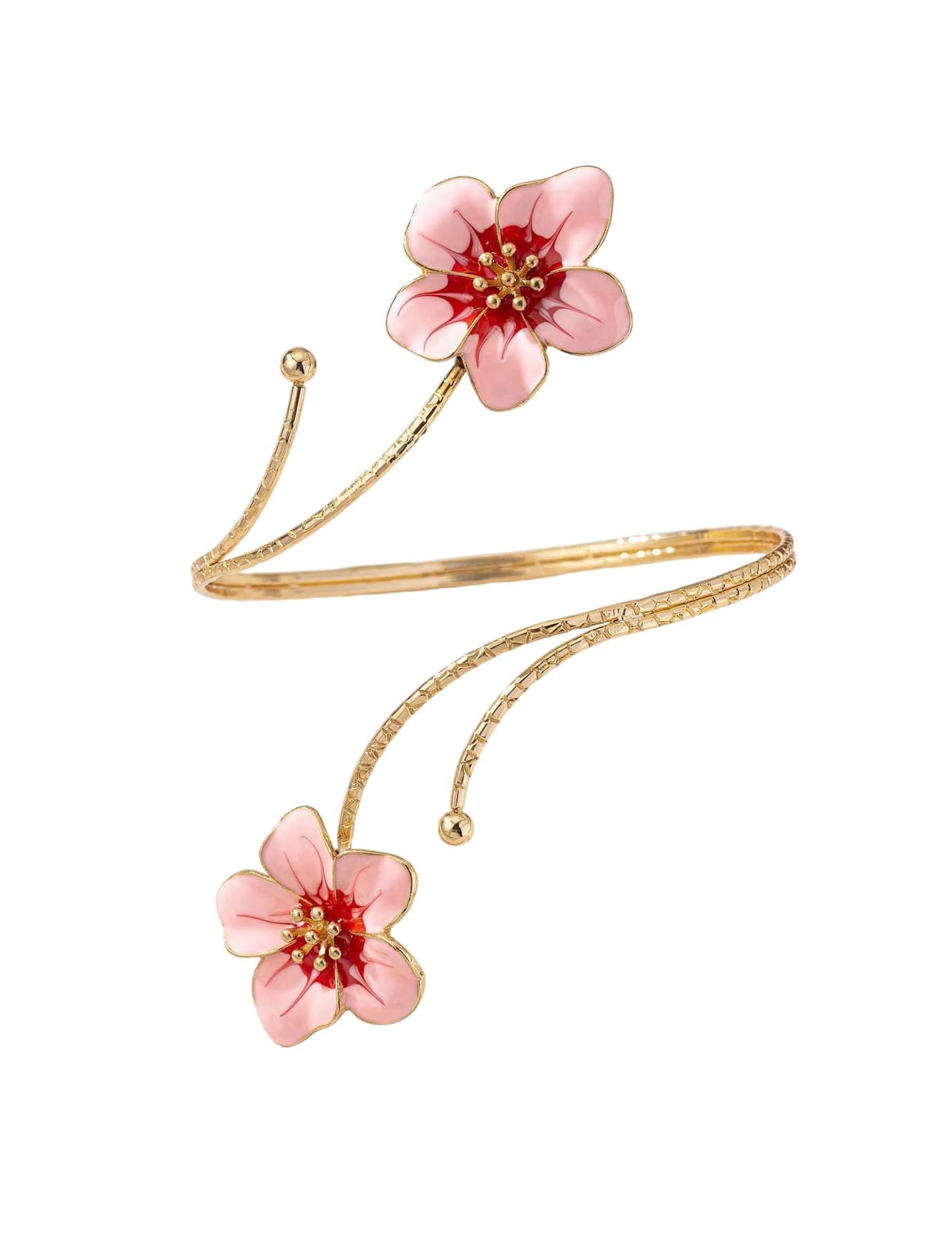 MakeMeChic Beach Gold Arm Cuff Jewelry for Women Bangle Band Armlet Flower Upper Arm Cuff Bracelet Summer Beach Essentials Multicolor One-Size