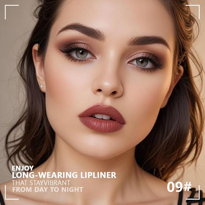Matte Calligraphy Liquid Lip Liner Lipstick Pencil, Deep Red Long-Lasting Transfer-Proof Lip Stain, Lightweight Lipstick, Sheer Buildable Color, Fades to a Natural Wash of Colors