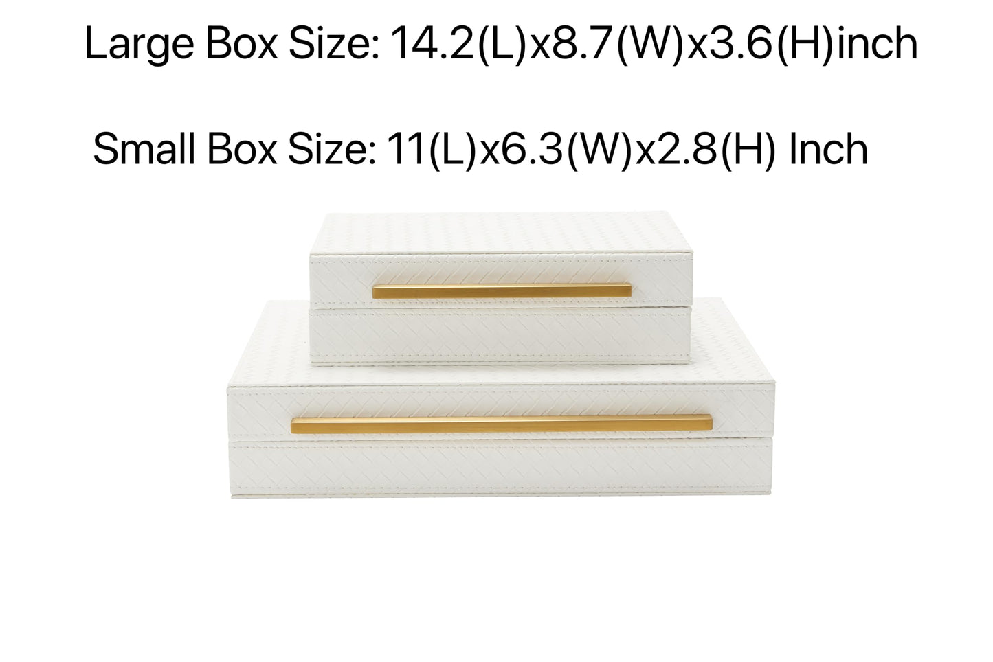 Kingflux White Set of 2pcs Decorative Boxes, Home Storage Boxes Jewelry Organizer, Shelf Orgnizer Box Woment&Men's Accessory Organizer (White)