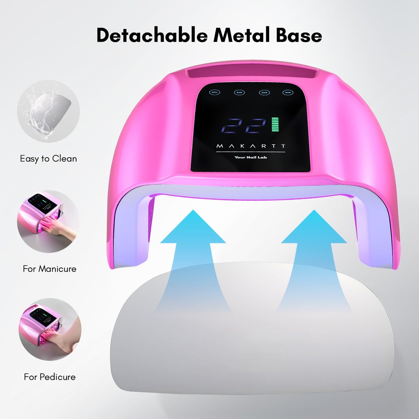 Makartt UV LED Nail Lamp – Fast Curing UV Light with Handle Nail Dryer with 42 Beads 4 Timers Cordless Rechargeable Design LCD Touchscreen & Smart Sensor(Gradient Pink)