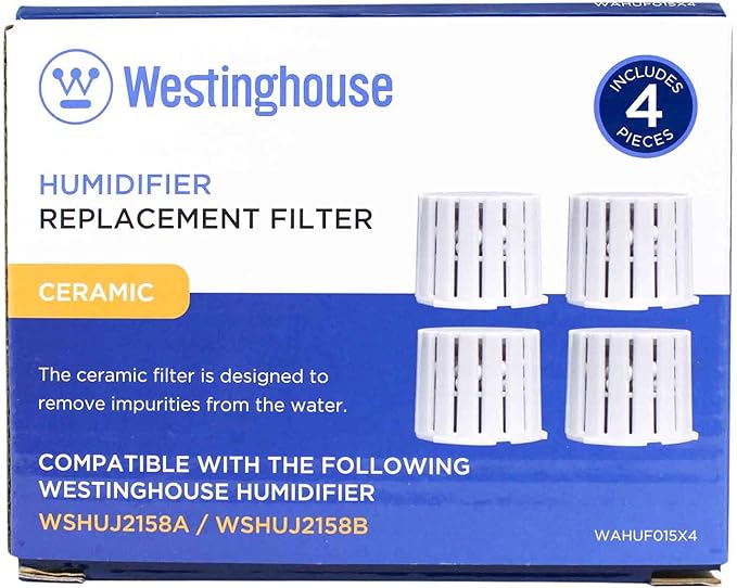 Westinghouse Ceramic Ball Filter Set for Westinghouse Humidifiers WSHUJ2158B & WSHUJ2158A (4 Pack) - Features Honeycomb Filtration System to Maintain Clean and Breathable Air