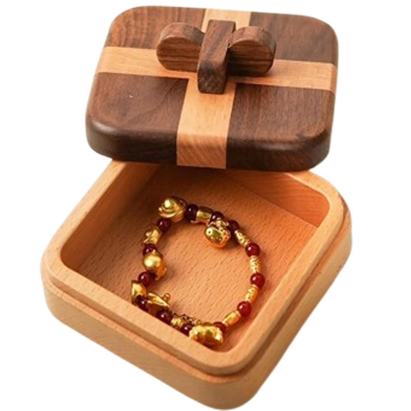 YANQINQIN Wooden Jewelry Box-Keepsake Organizer for Rings, Necklaces,Keys,Treasures for Weddings,Engagements,Anniversaries for Women Men (B)