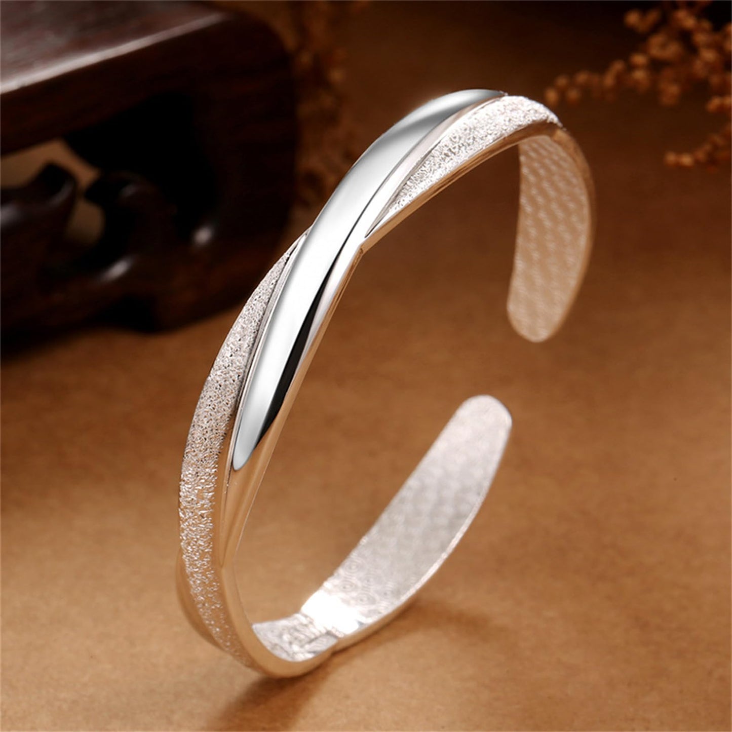 Handmade 925 Sterling Silver Bangle Bracelets For Women Irregular Hammered Cuff Bangles Weave Twist Braid Bangle Bracelets Mobius Eternal Infinity Cuff Bangles Open Adjustable Bangles For Women Gifts