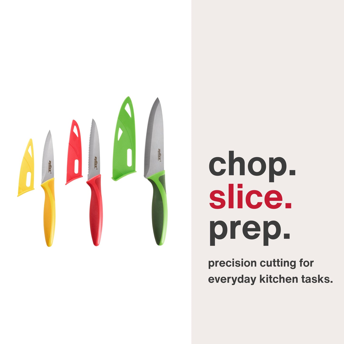 Zyliss 3 Piece Knife Value Set - Kitchen Knife Set - Kitchen Knife Set with Sheath Covers - Includes Paring, Serrated Paring & Utility Knives - Stainless Steel