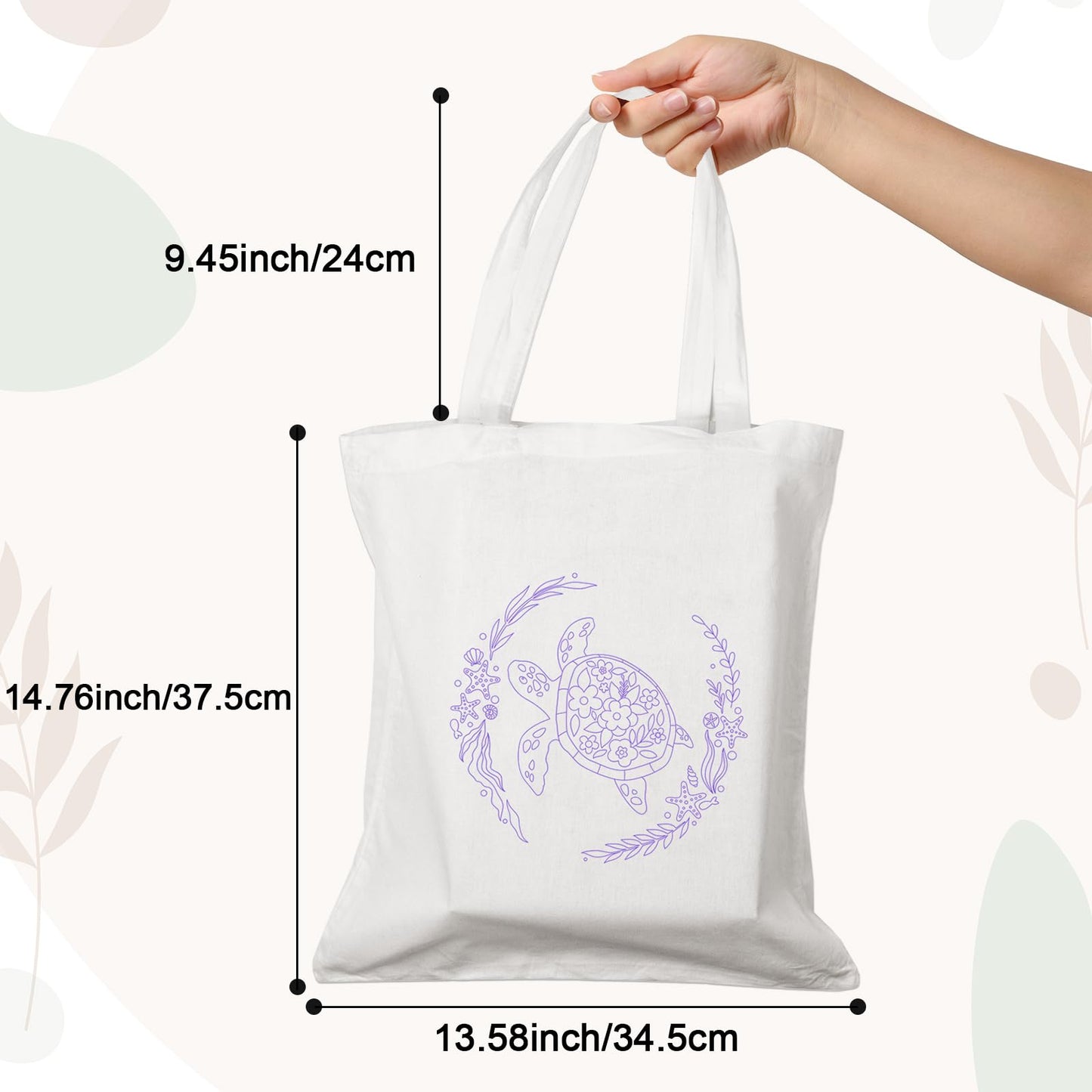 Nuberlic Canvas Tote Bag Embroidery Kit for Beginners Adults -Cross Stitch Kits Needlepoint with Sea Turtles Pattern Bag Reusable Eco-Friendly Shopping Bag