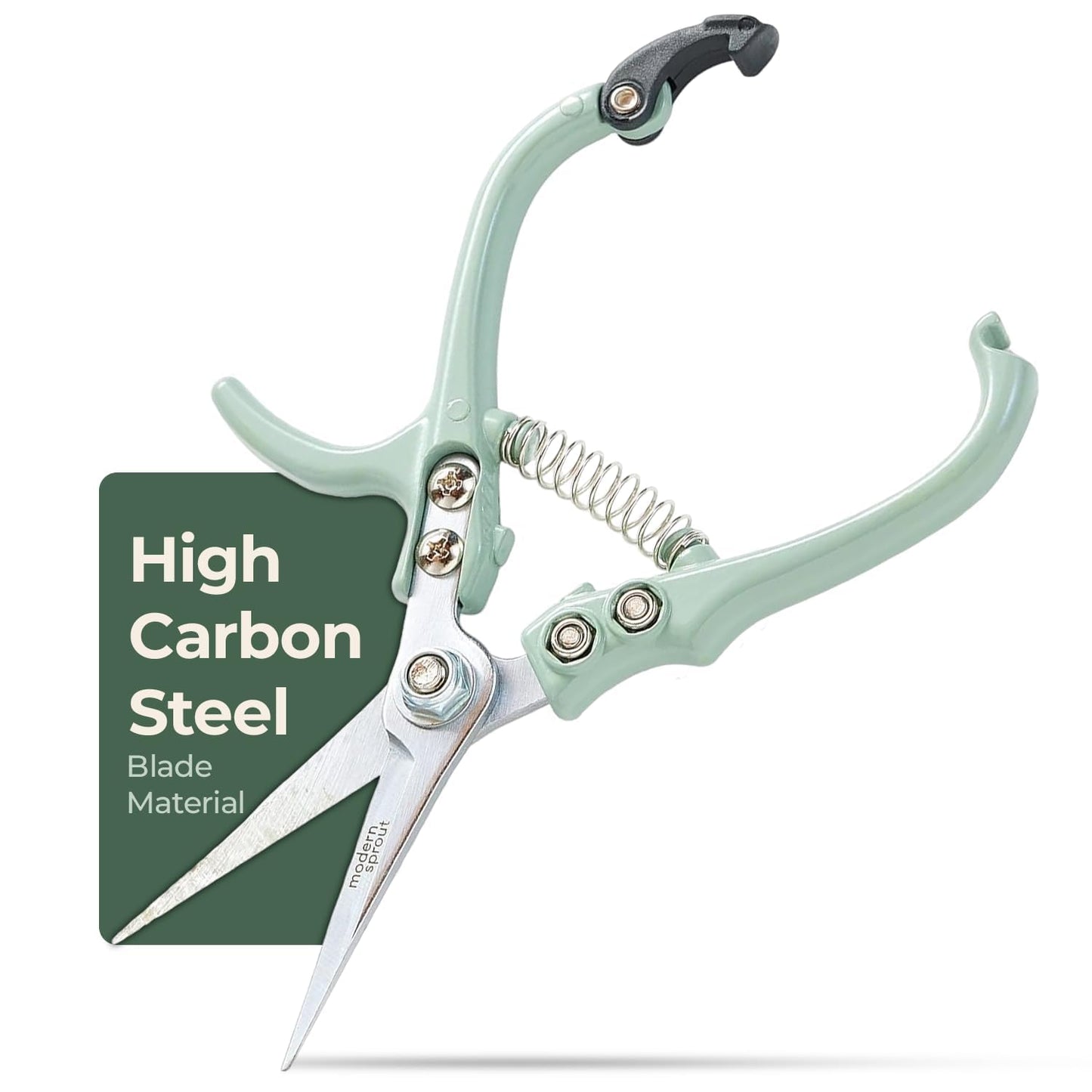 Modern Sprout Pruning Shears - Herb Snipping Scissors- Lightweight Gardening Tools W/Easy Lock - Flower Cutter Garden Shears - Carbon Steel Blade + Reusable Holster (Sage, 1-Pack)