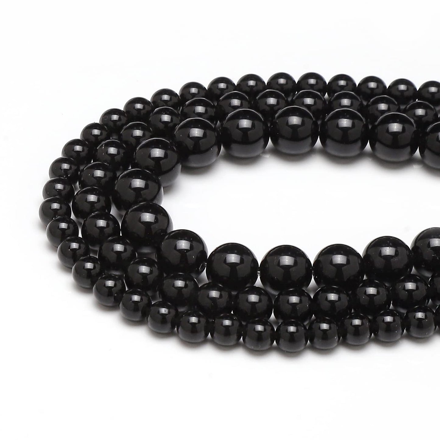 45pcs 8mm Natural Black Onyx Agate Gemstone Beads Energy Healing Crystal Round Loose Stone Beads for Jewelry Making, DIY Bracelets Necklaces