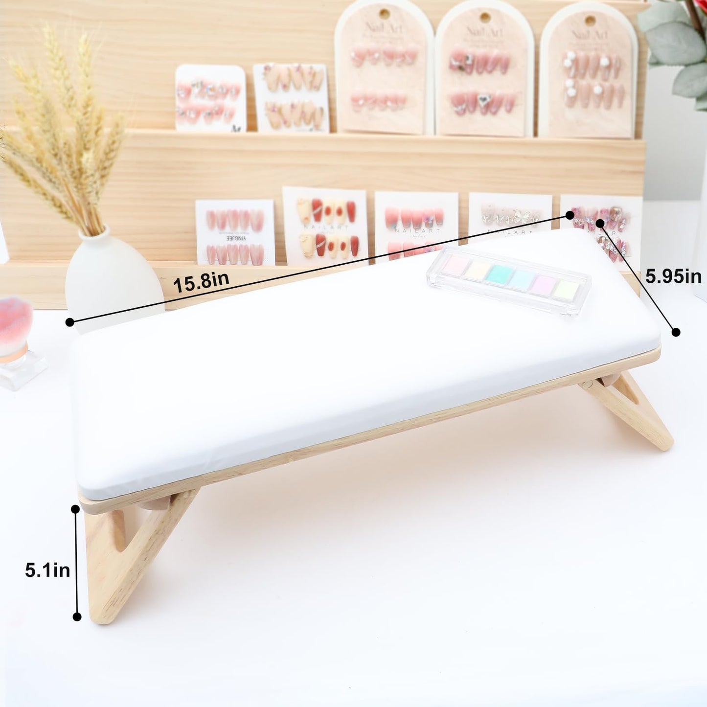 YINGJEE Arm Rest for Nails Tech, Professional Microfiber Leather Nail Arm Rest, Nail Pillow Rest Cushion with Soft High-Density Sponge, Solid Wood Non-slip Hand Rest Stand for Manicure Salon (White)