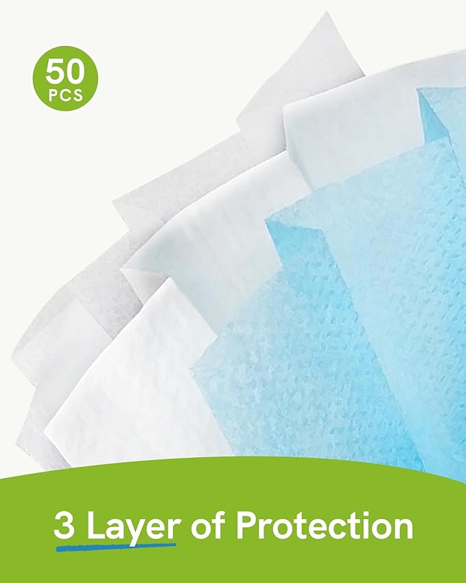 FriCARE Disposable Face Masks, 3-Ply ASTM Level 3 Medical Grade, FSA/HSA Eligible, Breathable & Comfortable for Allergy/Sun Protection, 50 Pack Northern Lights Whisper
