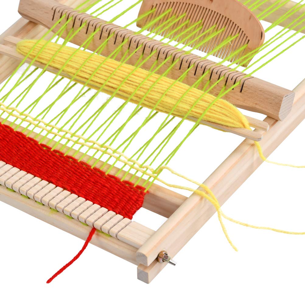 FOCCTS Wooden Multi-Craft Weaving Loom Large Frame 9.84 x 15.35 x 1.3inch, Tapestry Loom Wooden Weaving Loom Creative DIY Weaving Art for Kids, Beginners and Expertsrt