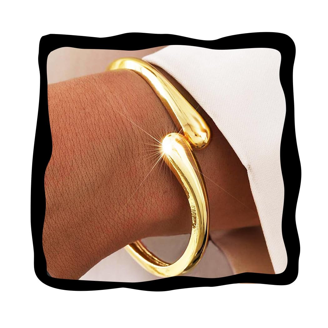 GORTIN Chunky Gold Bangle Bracelets for Women Gold Cuffs Bracelets Set Trendy Open Stackable Bracelet Jewelry (Gold, One Size)