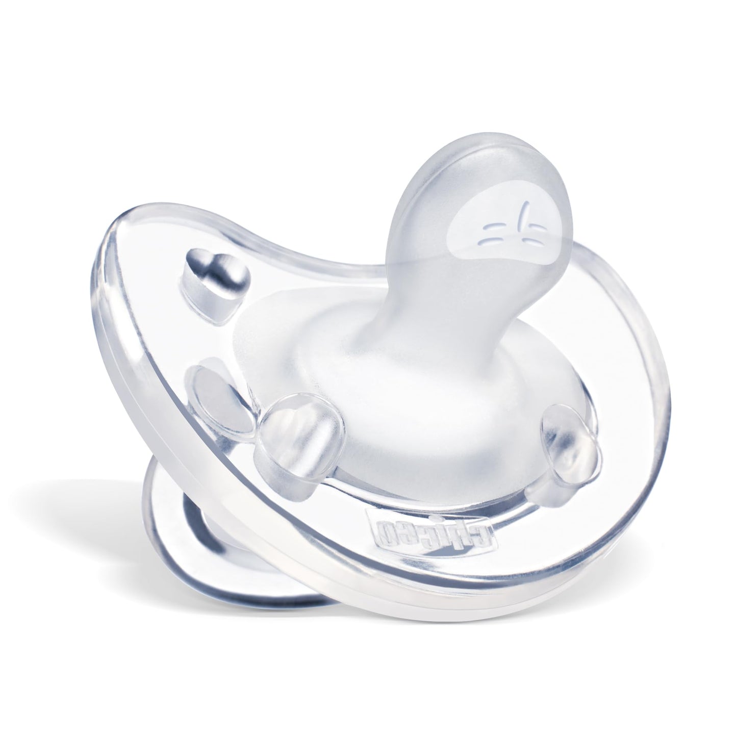 Chicco PhysioForma Orthodontic Pacifier for Babies 0-6 Months, 100% Soft Silicone, BPA Free & Breathing Support, 4-Pack with Sterilizing Case, Clear