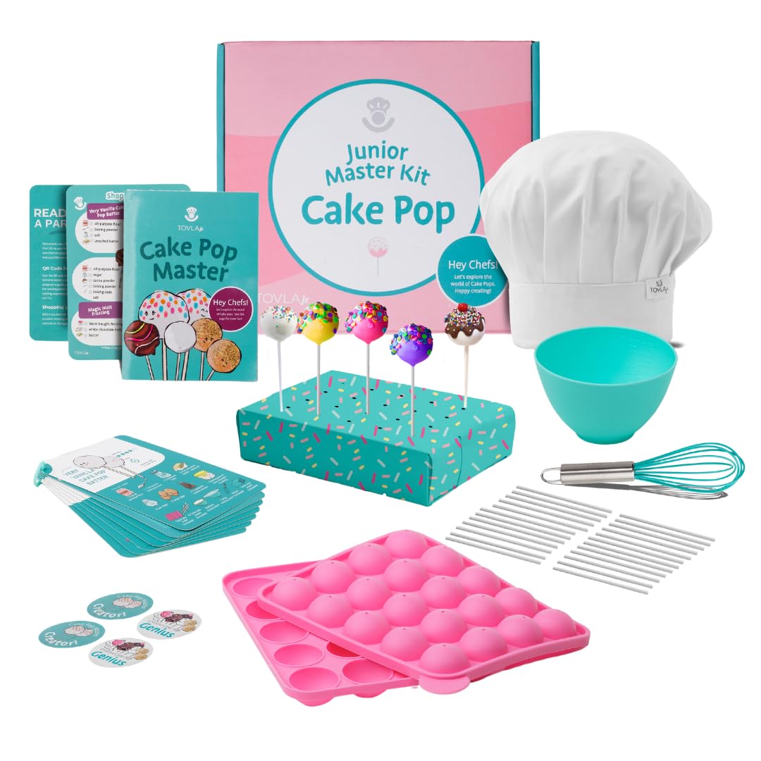 Tovla Jr. Ultimate Reusable Cake Pop-Making Kit for Kids – Fun DIY Baking Kit, STEM Activity for Ages 4+, Visual Learning Cake Pop Molds & Tools Set, Great Gift for Young Chefs