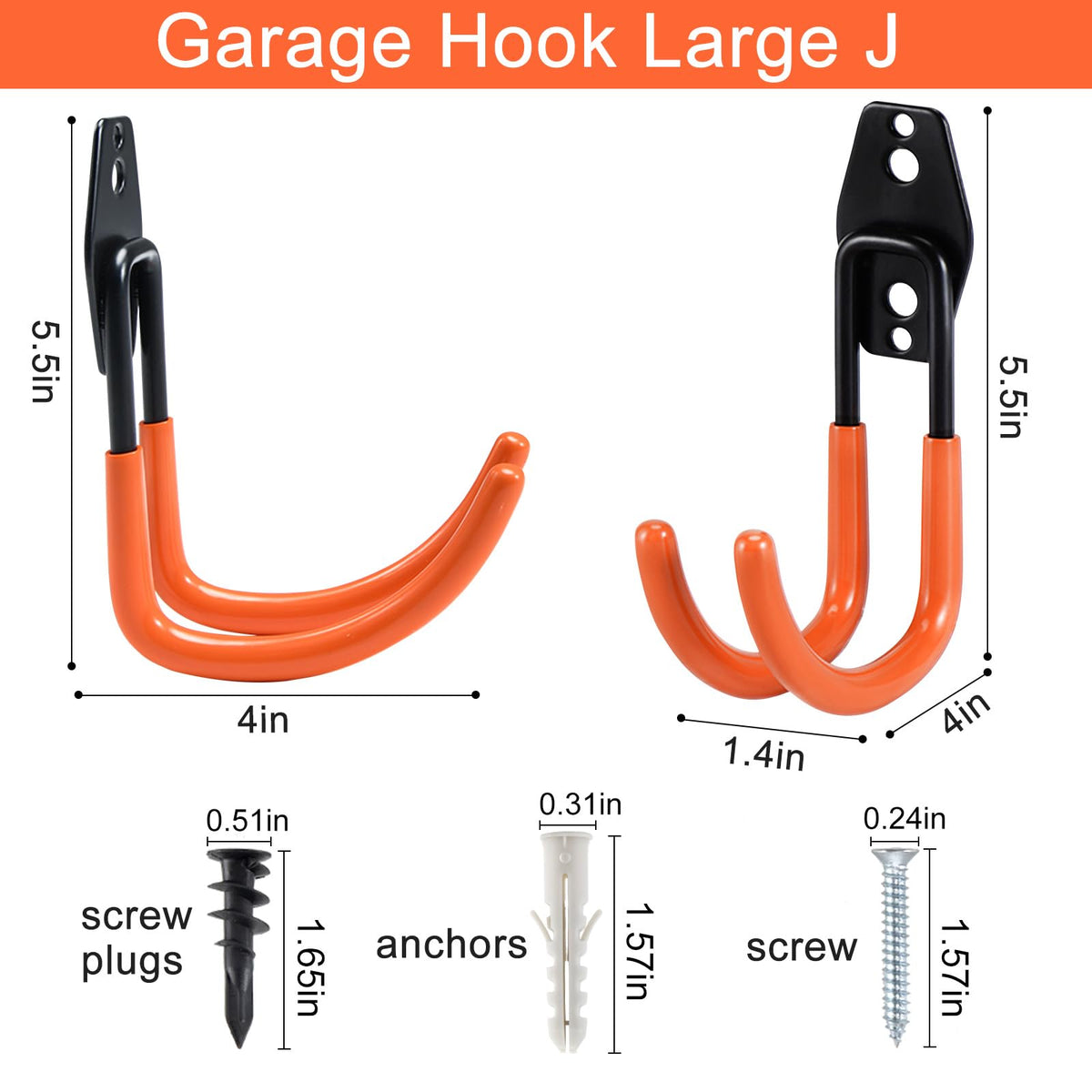 Garage Hooks Heavy Duty (4 Count)