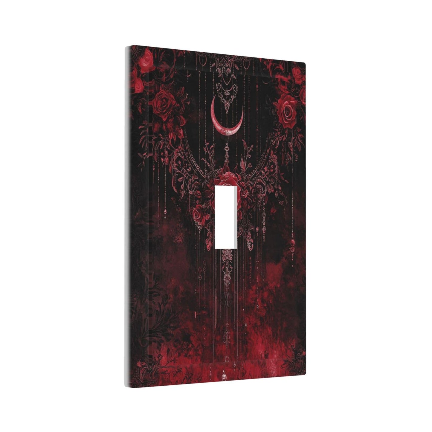 Annisrak Decorative Light Switch Cover Plate Gothic Red Rose Moon Dark Floral 1 Gang Single Toggle Wall Plate Electrical Outlet Covers Decorate Switch Plate Cover for living Room Home Decor