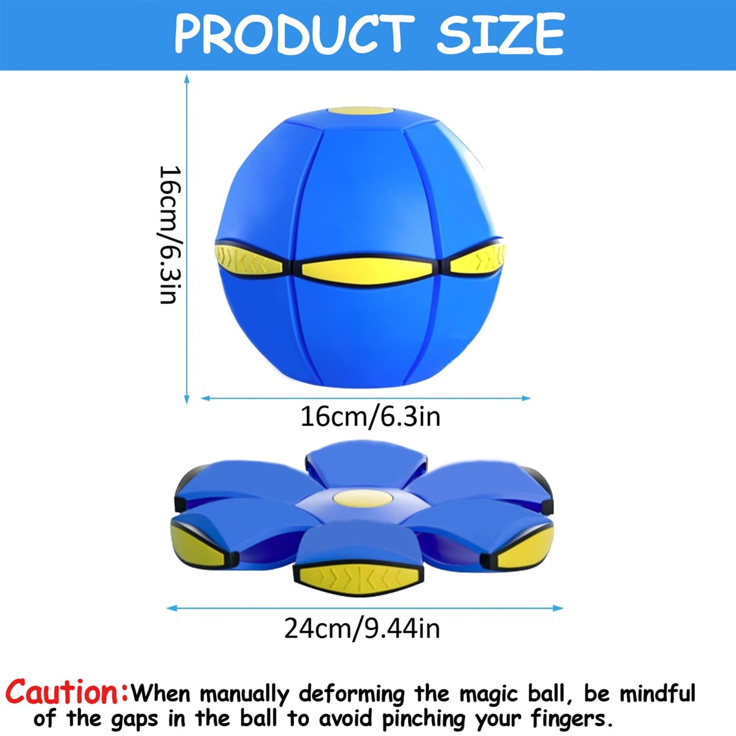 Magic Ball,Magic Meta Ball,Magic Bouncing Balls with 6 Light, Dual Form Freely Switchable,Pet Flying Saucer, Foldable,Suitable for Indoor & Outdoor Use(Blue)