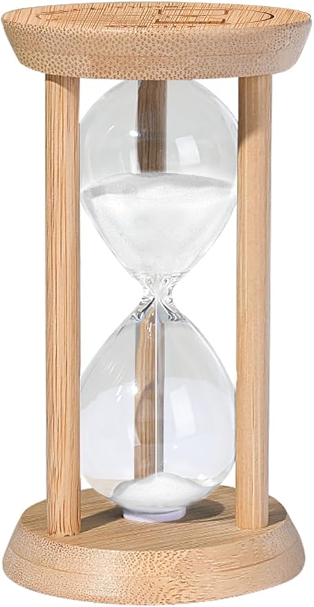 Mini Sand Timer 2 Minute, Hourglass 2 Min,Wood Sandglass,Bamboo Sand Clock- Decorative Timer for Classroom,Baking,Game,Desk Decor & Gift,White