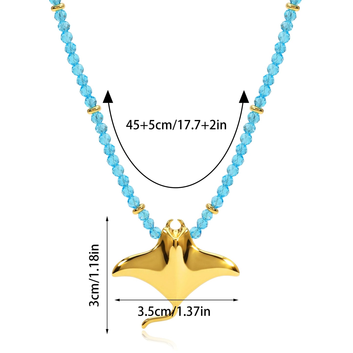 Seashell Starfish Necklace for Women Conch Shell Summer Pearl Beach 14k Gold Layered Dainty Choker (Manta Ray)