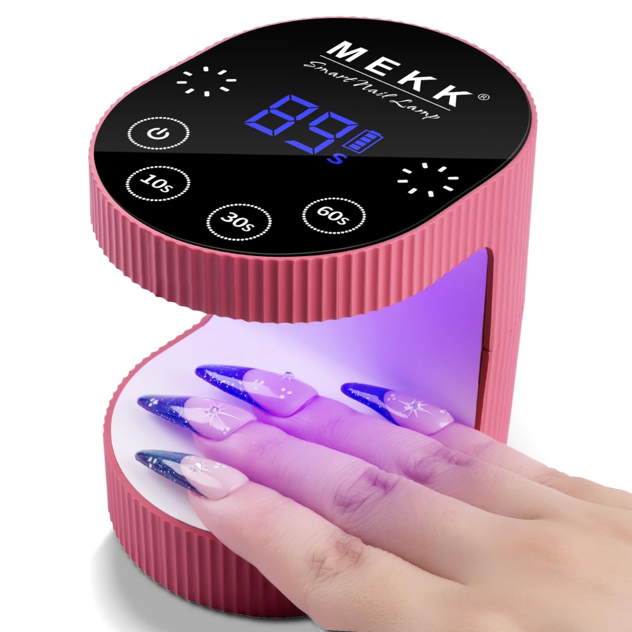 MEKK Cordless Mini UV Light for Gel Nails - 24W Rechargeable Mini UV LED Nail Lamp with Touch Control & Auto Sensor,Small Flash Cure Lamp,4 Timers,Portable Nail Light for Tavel & Home Use-Rose Pink