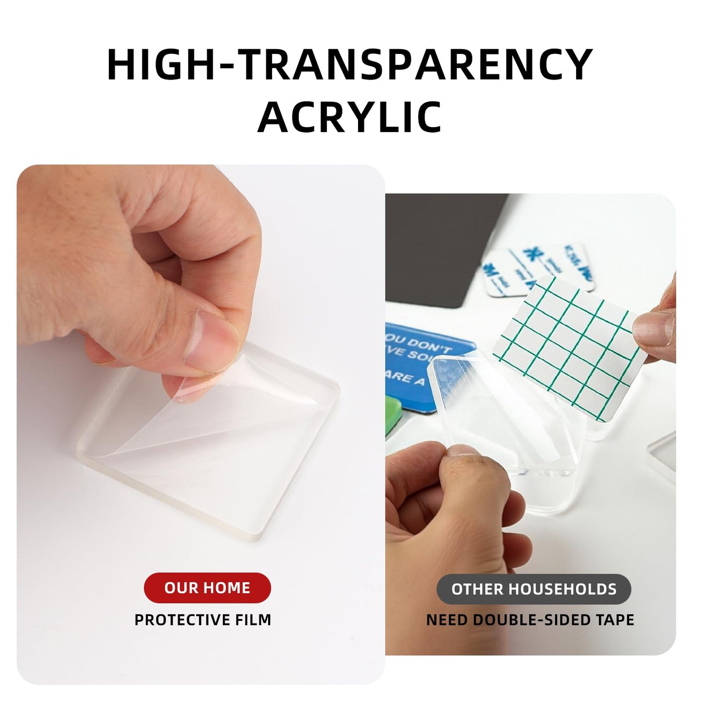 12 Pack Clear Acrylic DIY Fridge Magnets Set, 2"x2" Square Magnetic with Adhesive Backing for Crafts Kitchen Office and Classroom Decoration Magnet Making kit