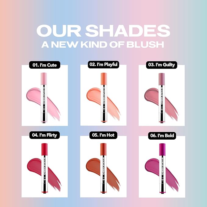 Sacheu Cheek STAY-N Liquid Blush for Cheeks — High Pigment, Buildable, Lightweight Cream Blush for Dewy & Radiant Flushed Cheeks — Long-lasting & Cruelty Free, I'm Playful