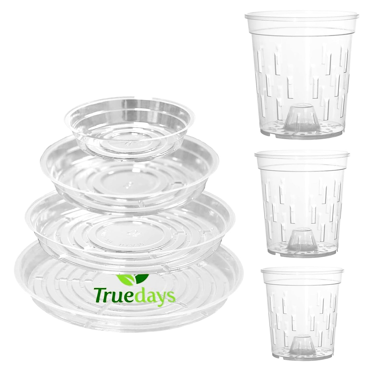 TRUEDAYS Garden Pots Set Orchid Pots with Drainage Holes for Indoor Outdoor Live Plants