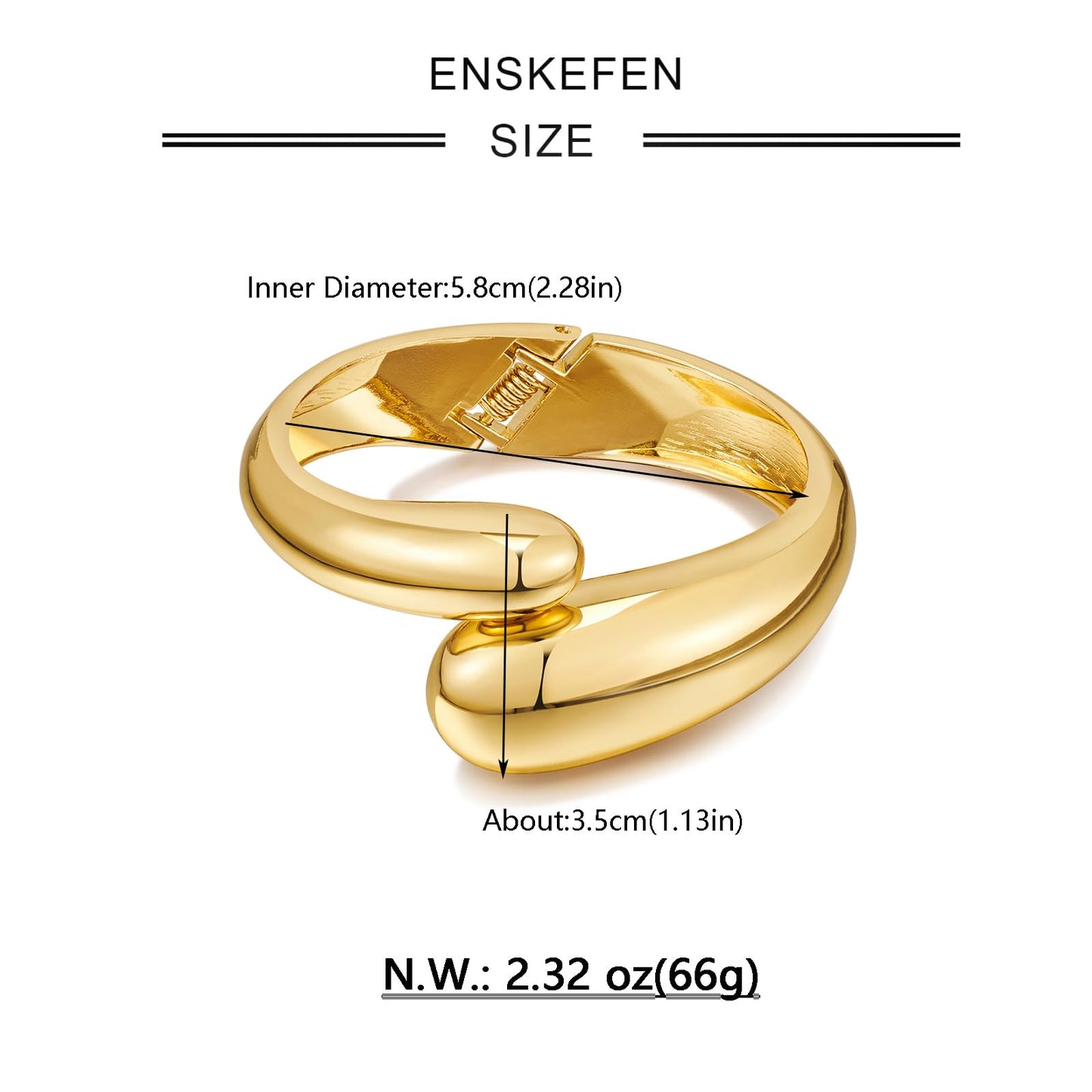 ENSKEFEN Chunky Gold Teardrop Cuff Bracelets for Women Thick Waterdrop Open Cuff Bangle Bracelet Wide Hinged Bypass Bracelets Statement Gold Arm Cuffs Bracelet