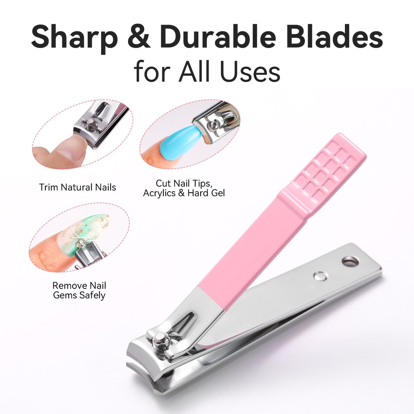 Makartt Cuticle Trimmer Set with Professional Cuticle Nipper, 2 Cuticle Pushers & Nail Clipper, Stainless Steel Pink Manicure Tools Kit for Women, Sharp, Ergonomic & Portable