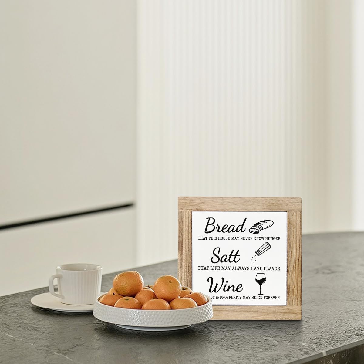 Bread Salt Wine Sign, Farmhouse Kitchen Decor, Shelves Decoration, Kitchen Desk Signs, Home Decor, Dining Room Decors, Freestanding Wooden Block Signs, Housewarming Gift