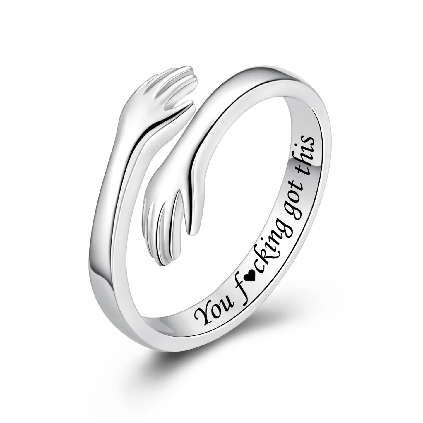 ACJFA Hug Rings for Women Sterling Silver Adjustable Ring Thumb Ring Birthday Mother Gifts Jewelry(You * got this)