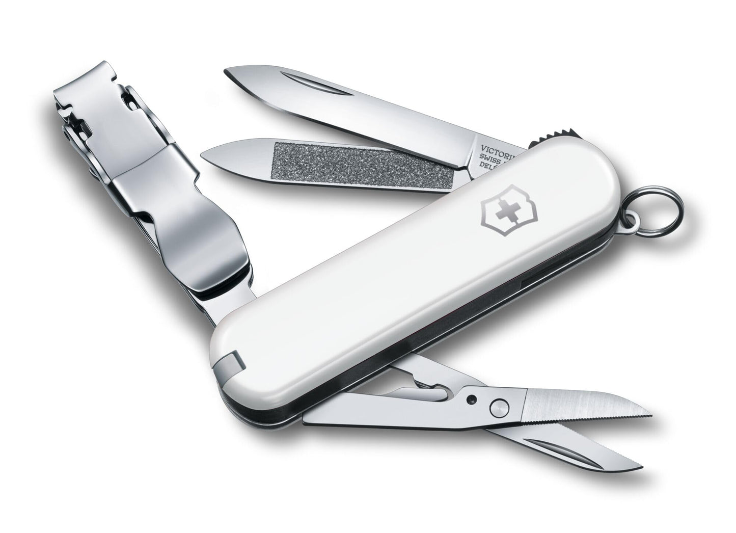Victorinox Nail Clip 580, 8 Functions, Swiss Made Multi-Tool with Nail File, Nail Cleaner and Small Blade - White