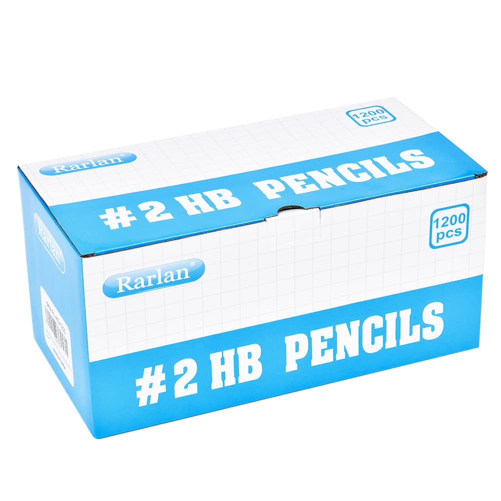 Rarlan Wood-Cased #2 HB Pencils, Pre-sharpened, 1200 Count Classroom Bulk Pack