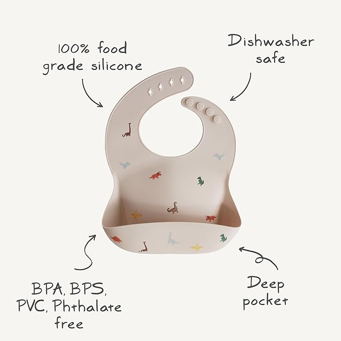 mushie Silicone Baby Bib | Adjustable Fit Waterproof Bibs (Powder Pink Confetti)