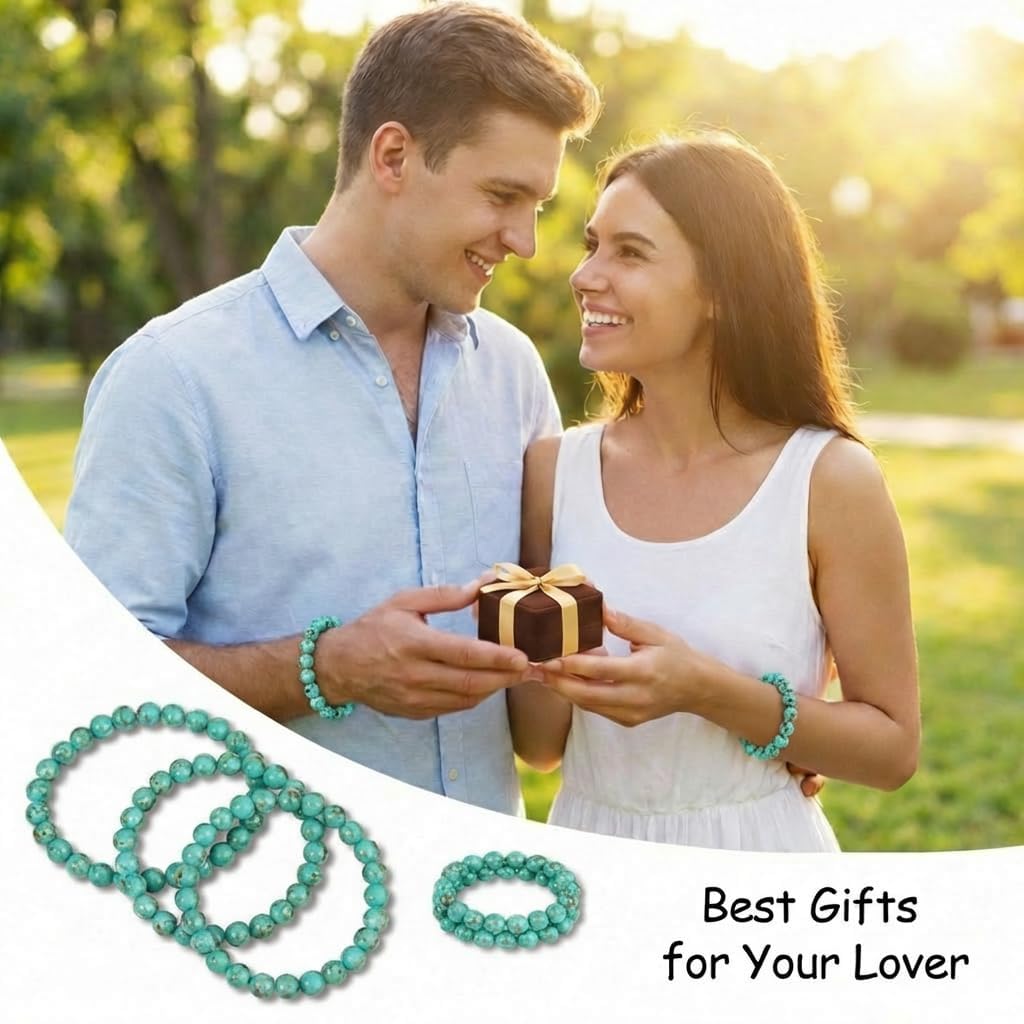 Yochus 45pcs Light Green Shell Turquoise Beads，8mm Healing Power Natural Stone Round Loose Gemstone Beads for Jewelry Making Earring Necklace DIY Crafts