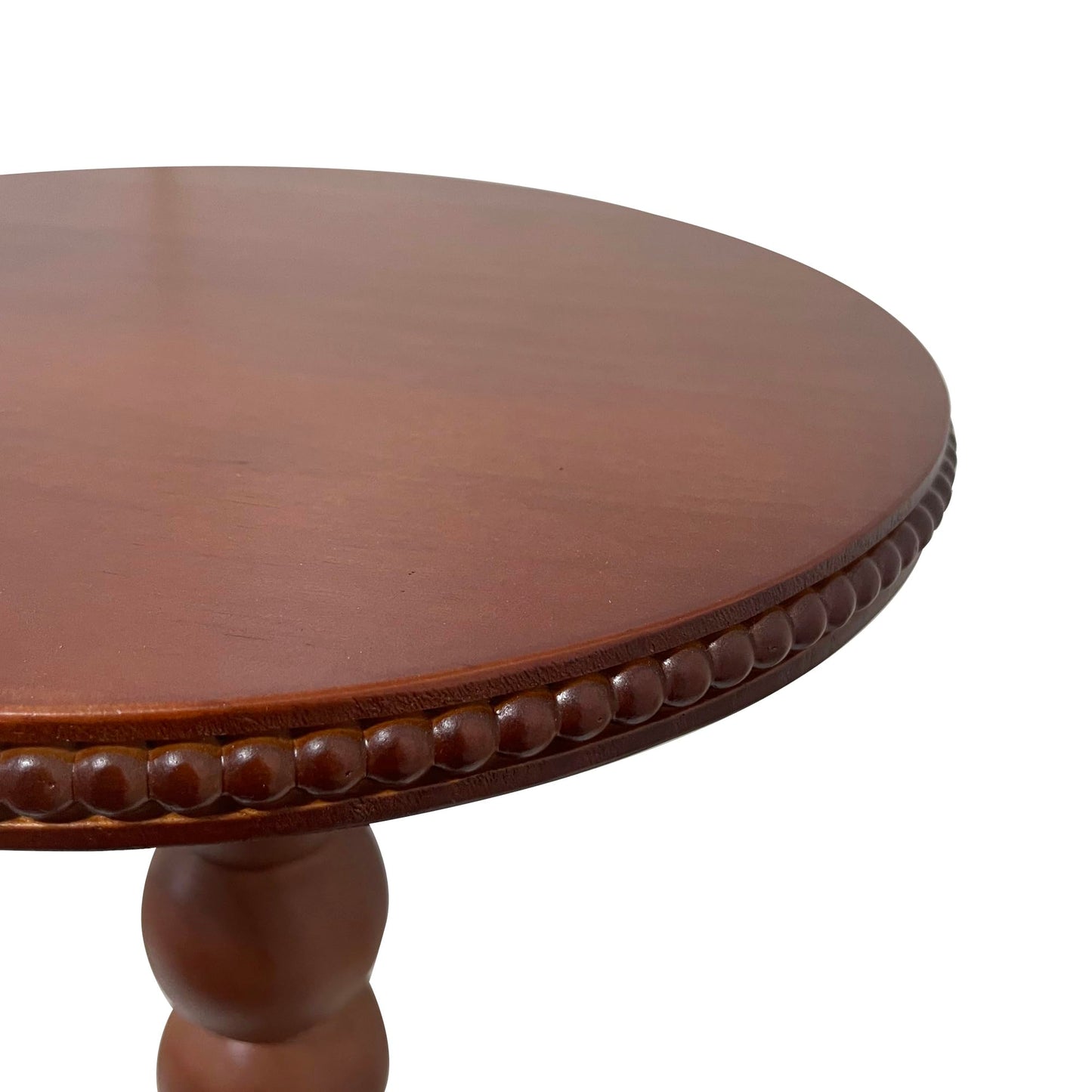 JUIOETURBoho Beaded Round Side Table - Handcrafted Small Accent Table for Small Spaces w/Solid Wood Leg - Drink Table for Living Room, Bedroom, Dorm, Office & Tight Corners (Brown)