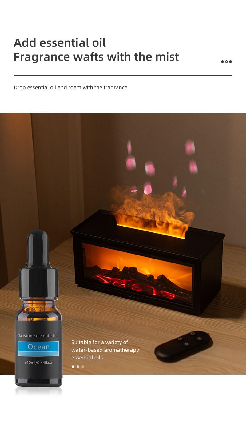 ITHUGE Essential Oil Diffuser 280ml, Flame Humidifier with Remote Control & 7 Color LED Lights, Ultrasonic Aromatherapy Diffuser for Home Bedroom Office(HY-05B)
