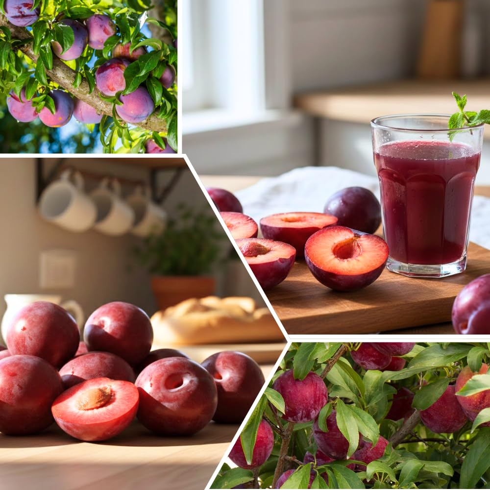 Methley Plum Tree Live Plant, Red Plum Plant Live, Well Rooted, 3 Feet Tall, Sweet Plum Tree for Outdoor Planting, No Ship to CA