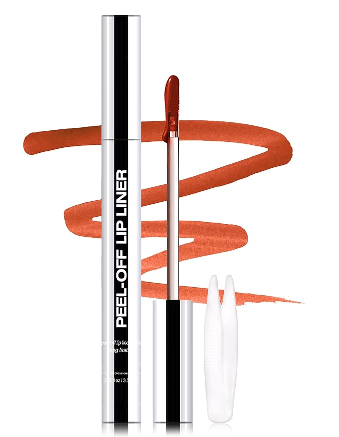 Erinde Peel Off Lip Liner Stain, Long Lasting Tattoo Lip Liner with Tweezer, Matte Finish, Waterproof Transfer Proof Lip Stain Peel Off, Non-Stick Cup Nude Lipstain Lipliner, 07