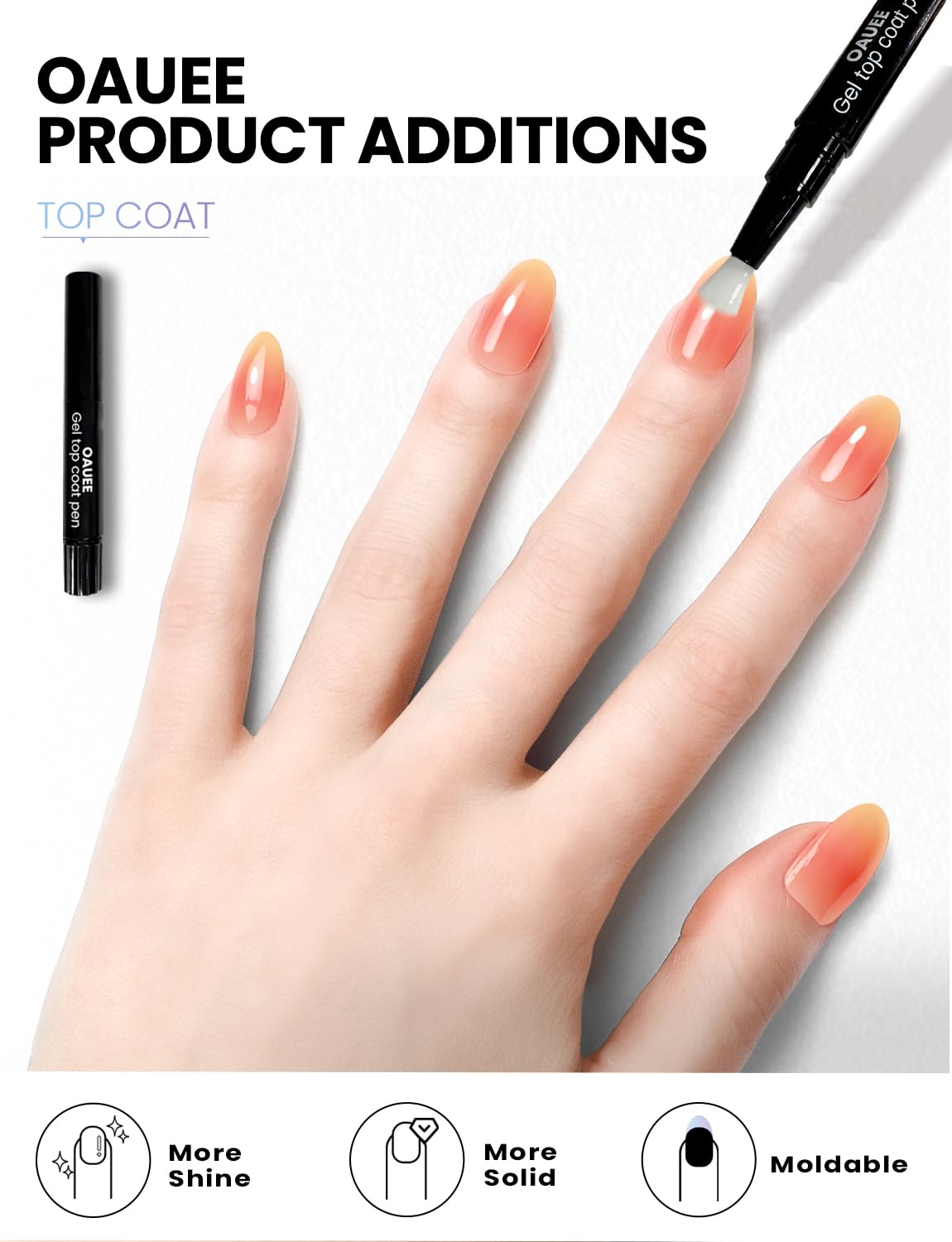 Oauee Semi Cured Gel Nail Strips | Built-In Gel Top Coat | UV Light Required | Salon Quality, Easy Application And Removal (Sunset Ember）